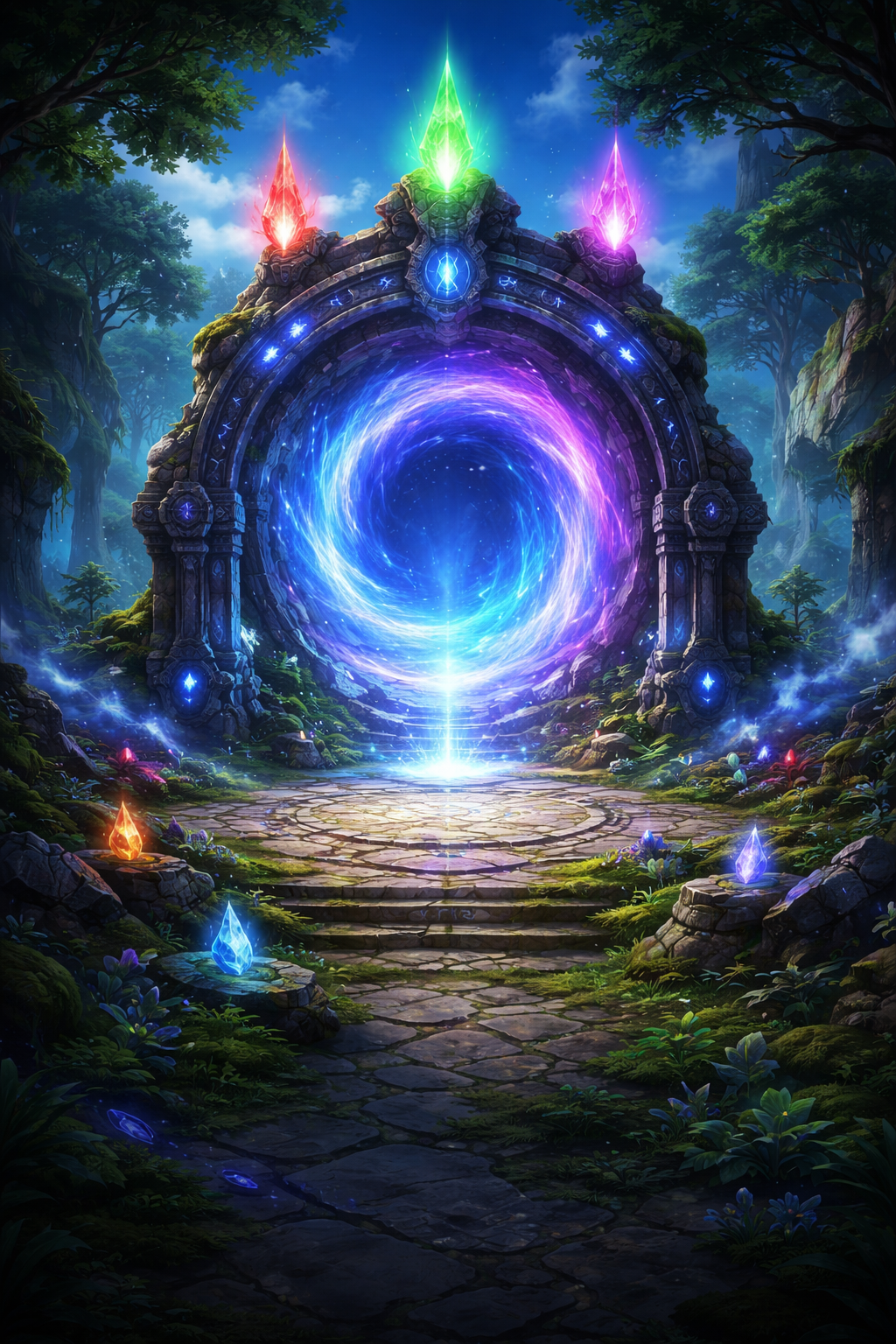 Ein magisches Portal in einem verwunschenen Wald